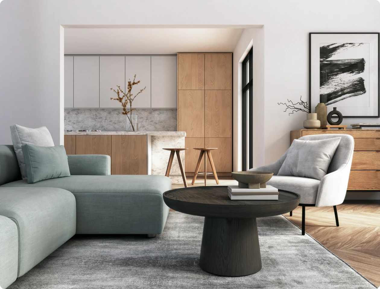 Modern living room with minimalist decor