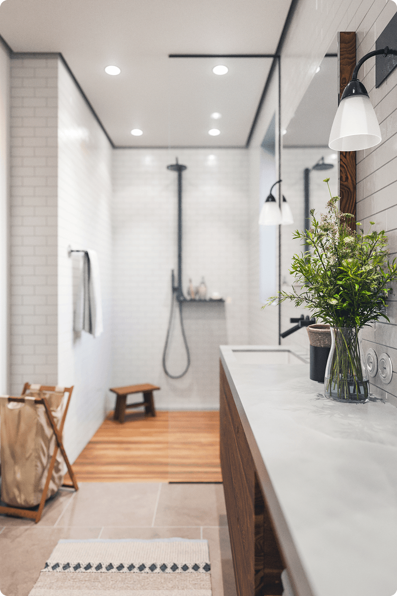 Minimalist bathroom interior with plants