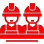 Red safety helmet workers illustration
