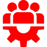Red people and gear design.