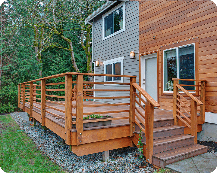 Wooden deck with stairs