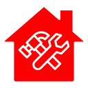 Home repair symbol in red